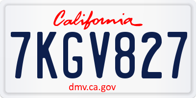 CA license plate 7KGV827