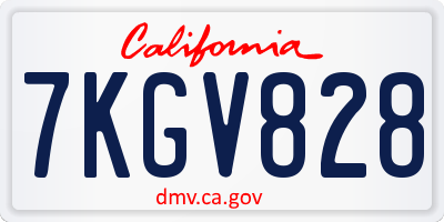 CA license plate 7KGV828