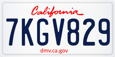 CA license plate 7KGV829