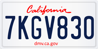 CA license plate 7KGV830