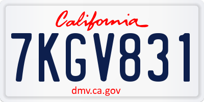 CA license plate 7KGV831
