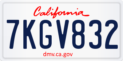 CA license plate 7KGV832