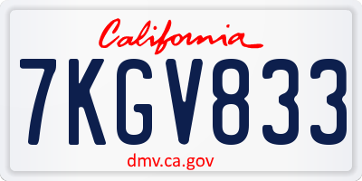 CA license plate 7KGV833