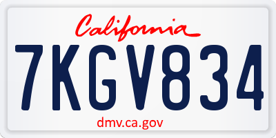 CA license plate 7KGV834