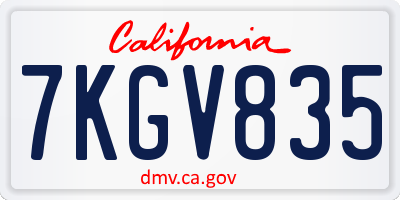 CA license plate 7KGV835