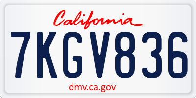 CA license plate 7KGV836