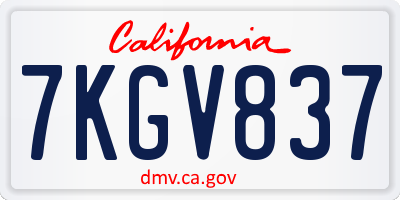 CA license plate 7KGV837