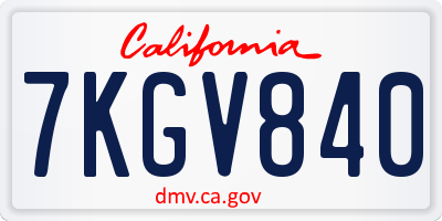 CA license plate 7KGV840