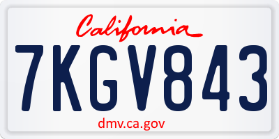 CA license plate 7KGV843