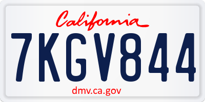 CA license plate 7KGV844