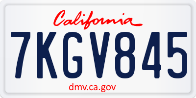 CA license plate 7KGV845