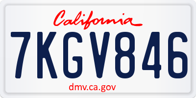 CA license plate 7KGV846