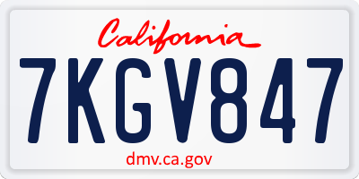 CA license plate 7KGV847