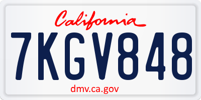 CA license plate 7KGV848