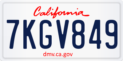 CA license plate 7KGV849