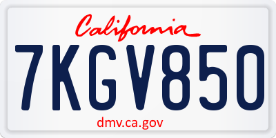 CA license plate 7KGV850
