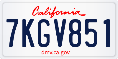 CA license plate 7KGV851