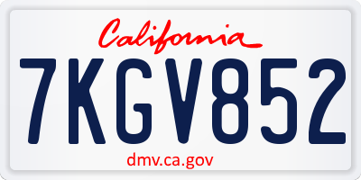 CA license plate 7KGV852
