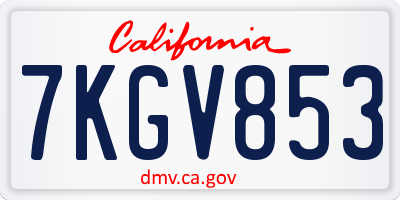 CA license plate 7KGV853