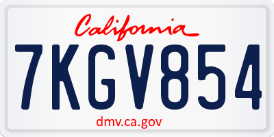 CA license plate 7KGV854