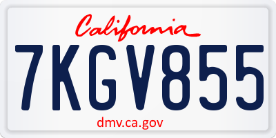CA license plate 7KGV855