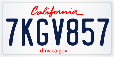 CA license plate 7KGV857