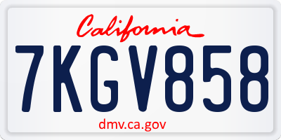 CA license plate 7KGV858