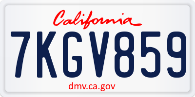 CA license plate 7KGV859