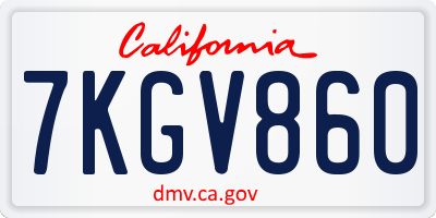 CA license plate 7KGV860