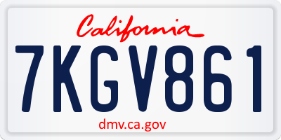 CA license plate 7KGV861