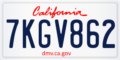 CA license plate 7KGV862