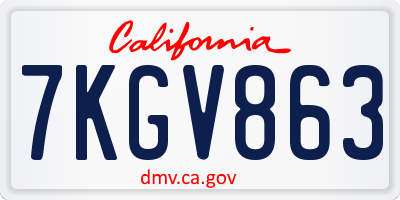 CA license plate 7KGV863