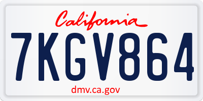 CA license plate 7KGV864