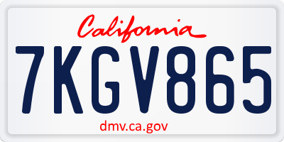 CA license plate 7KGV865