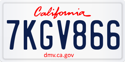 CA license plate 7KGV866