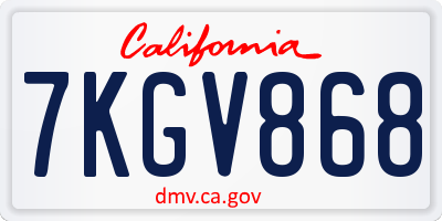 CA license plate 7KGV868