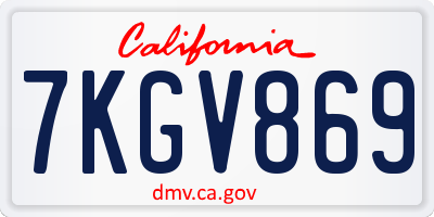 CA license plate 7KGV869