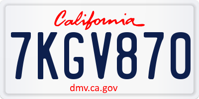 CA license plate 7KGV870