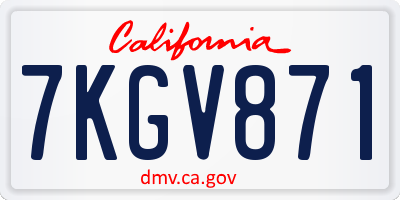 CA license plate 7KGV871