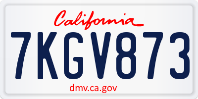 CA license plate 7KGV873