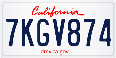 CA license plate 7KGV874