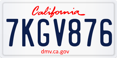 CA license plate 7KGV876