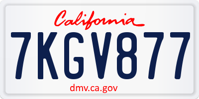 CA license plate 7KGV877