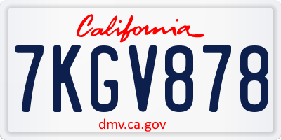 CA license plate 7KGV878