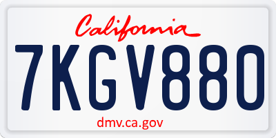 CA license plate 7KGV880