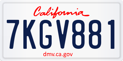 CA license plate 7KGV881