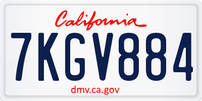 CA license plate 7KGV884