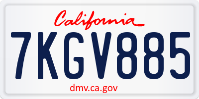 CA license plate 7KGV885