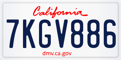 CA license plate 7KGV886