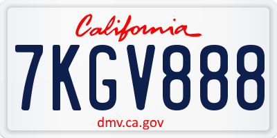 CA license plate 7KGV888